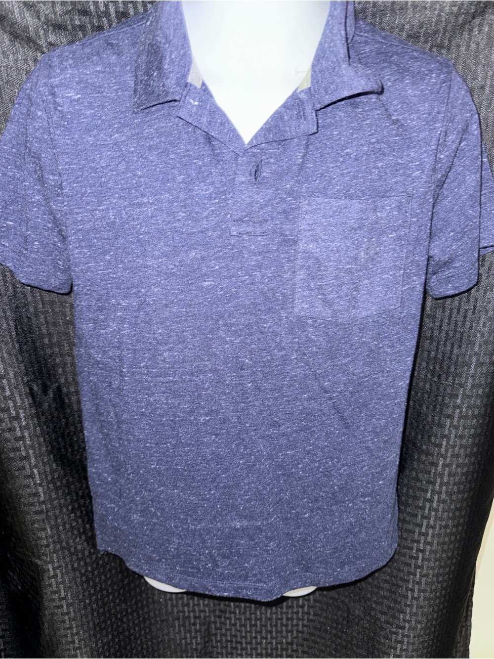 Old Navy Heathered Navy Blue Polo - Short Sleeve Kids